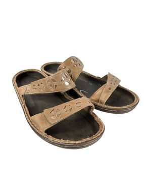 Naot Cornet Khaki Beige Leather Slide Sandals Comfort Walking Shoes Size 6